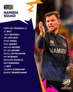 Namibia Squad for ICC Men’s T20 World Cup 2026 – Full Team, Analysis & Predictions